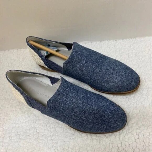 NIB Lori Goldstein Women's Loafer Flat Shoes Blue Denim & Ivory Lace Size 6 M - Picture 3 of 9